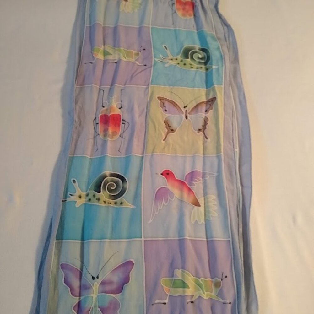 scarf  lavender/green/turquoise/pink pastel colors